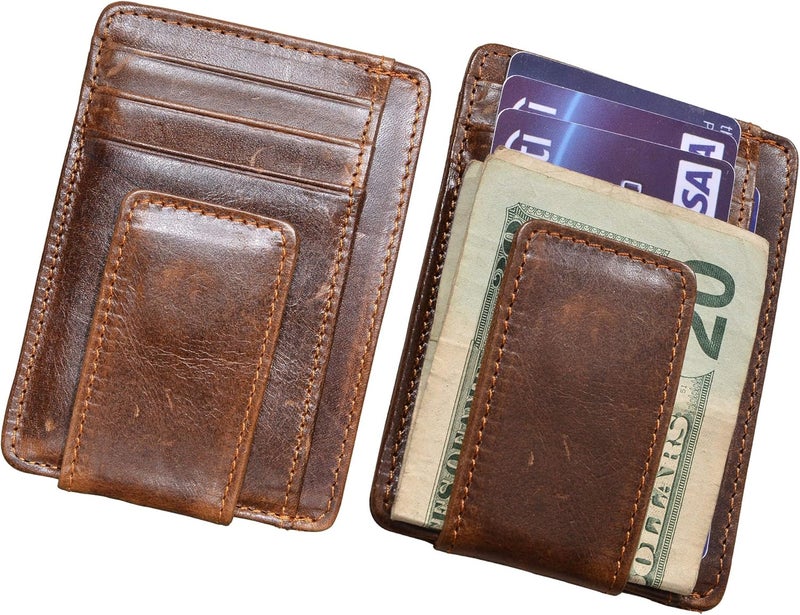 HOPSOOKEN Money Clip RFID Front Pocket Wallet Men Leather Slim Minimalist Wallet - Image 4